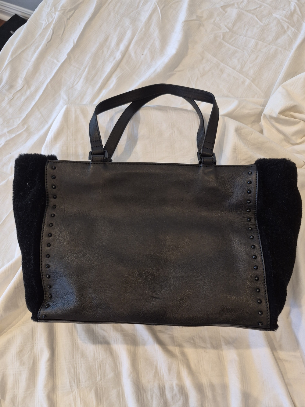 UGG Black Leather Hobo Bag with Gold Logo - Picture 4 of 6